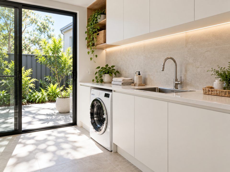 Laundry with washing machine and tub
